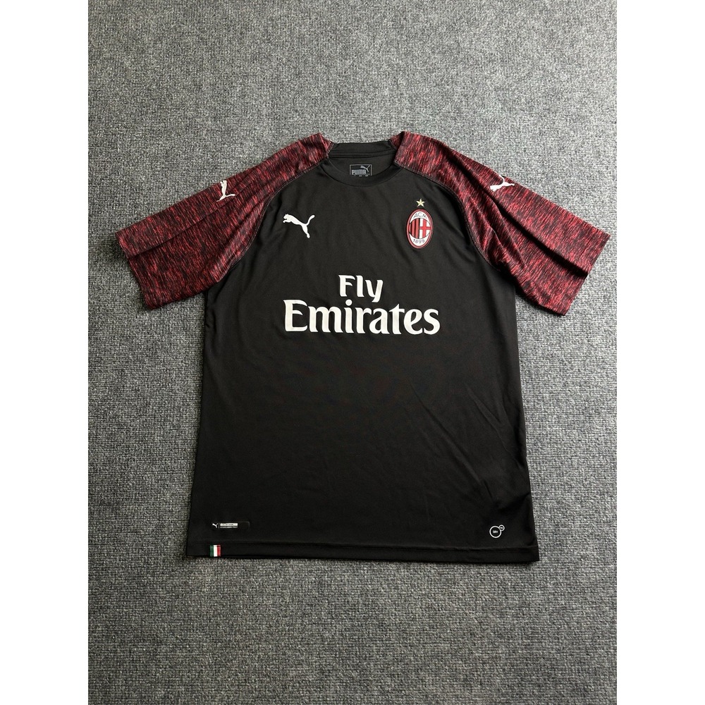 Men's Puma AC Milan 2018-19 Third Soccer Jersey Black Red, Size L